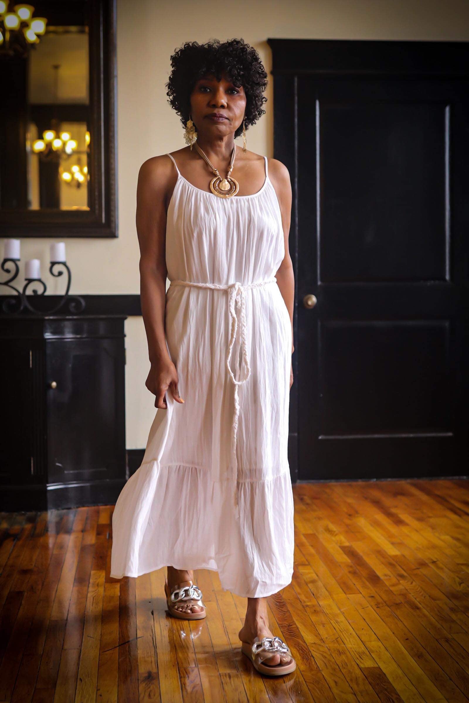 maxi dress with ruffles at the bottom Solid Bottom Ruffle Maxi Dress Yarazaya